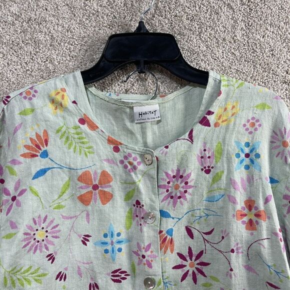 Habitat 3 Piece Skirt Set Women's Small 100% Linen Mint Green Floral Maxi Blazer - Picture 4 of 12